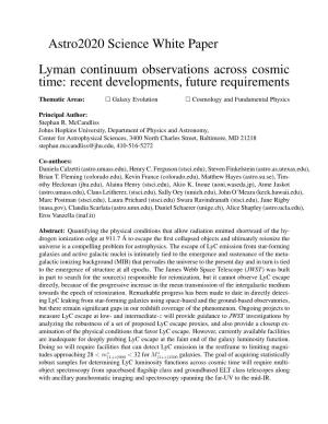 Lyman Continuum Observations Across Cosmic Time: Recent Developments, Future Requirements