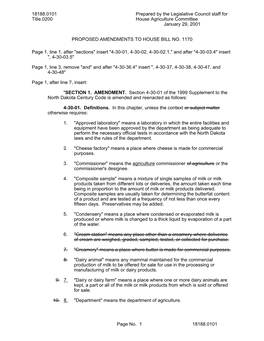 PROPOSED AMENDMENTS to HOUSE BILL NO. 1170 Page 1, Line 1, After