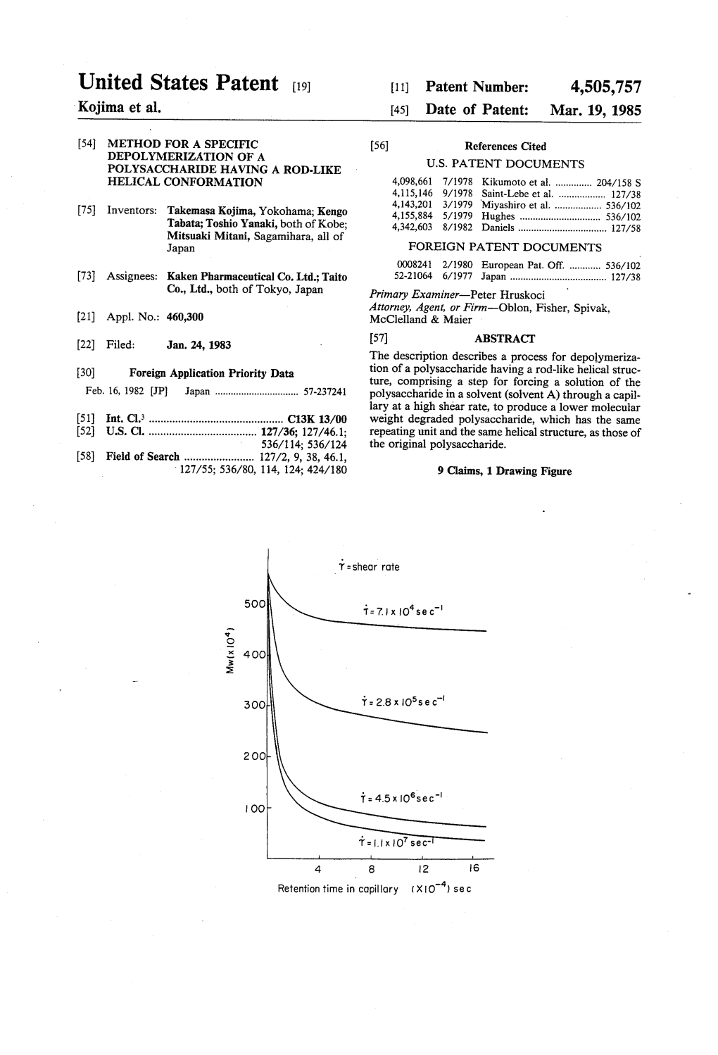 United States Patent (19) 11) Patent Number: 4,505,757 Kojima Et Al