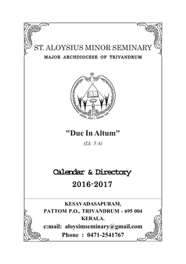 St. Aloysius Minor Seminary Major Archdiocese of Trivandrum
