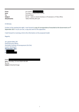 Hi Michael, Further to the Meeting Last Night, I Now Forward a Copy of Correspondence Forwarded to the Government on 4Th Septemb