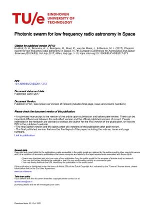 Photonic Swarm for Low Frequency Radio Astronomy in Space