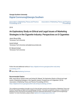 An Exploratory Study on Ethical and Legal Issues of Marketing Strategies in the Cigarette Industry: Perspectives on E-Cigarettes