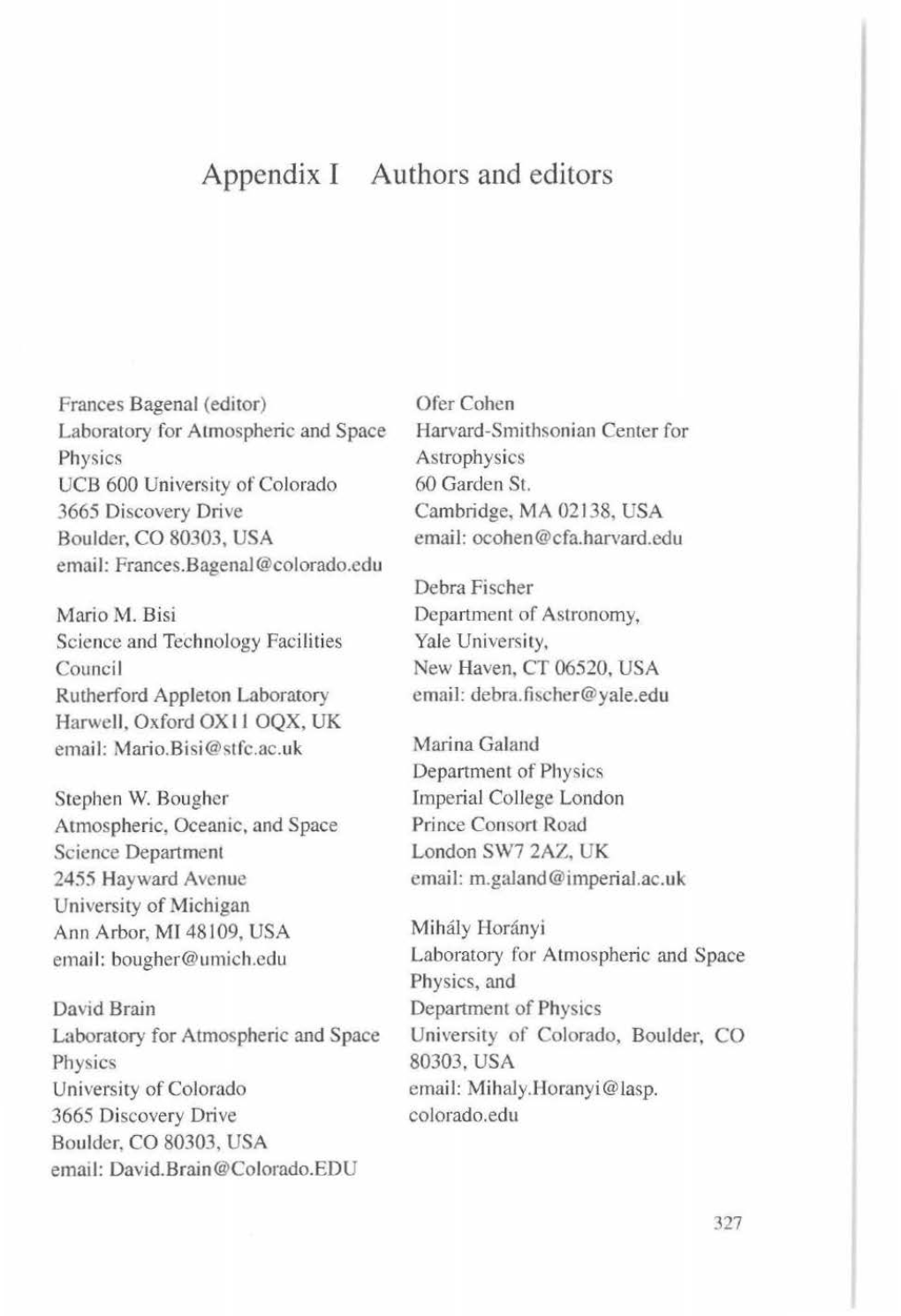 Appendix I Authors and Editors