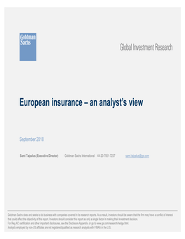 European Insurance – an Analyst’S View