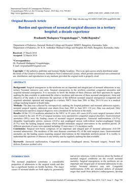 Burden and Spectrum of Neonatal Surgical Diseases in a Tertiary Hospital: a Decade Experience