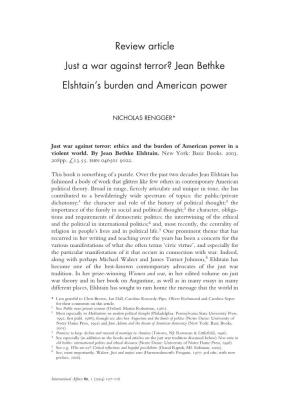 Review Article Just a War Against Terror? Jean Bethke Elshtain's