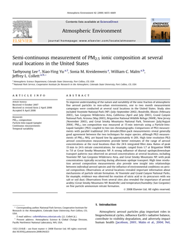 Semi-Continuous Measurement of PM2.5 Ionic Composition at Several Rural Locations in the United States
