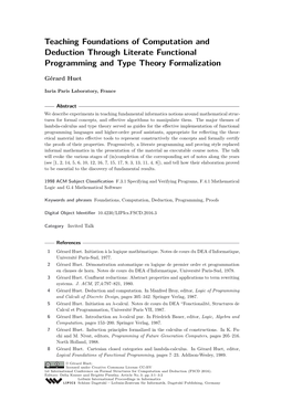 Teaching Foundations of Computation and Deduction Through Literate Functional Programming and Type Theory Formalization