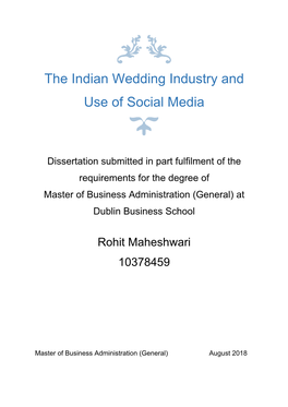 The Indian Wedding Industry and Use of Social Media
