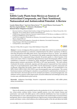 Edible Leafy Plants from Mexico As Sources of Antioxidant Compounds, and Their Nutritional, Nutraceutical and Antimicrobial Potential: a Review