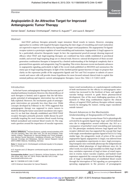 Angiopoietin-2: an Attractive Target for Improved Antiangiogenic Tumor Therapy