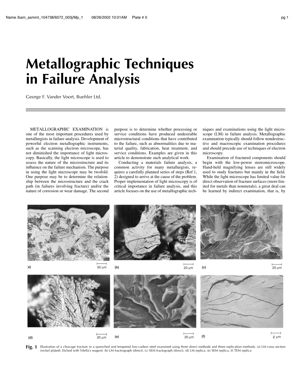 Metallographic Techniques in Failure Analysis