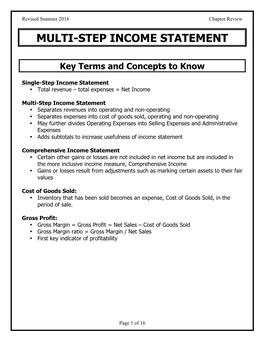 Multi-Step Income Statement CR