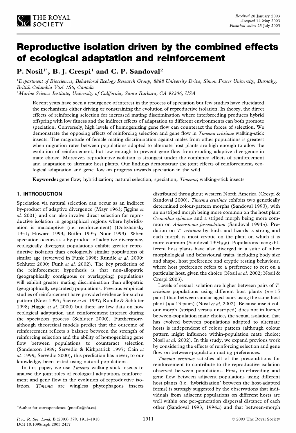 Reproductive Isolation Driven by the Combined Effects of Ecological