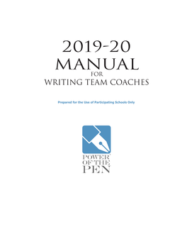 2019-20 Manual for Writing Team Coaches