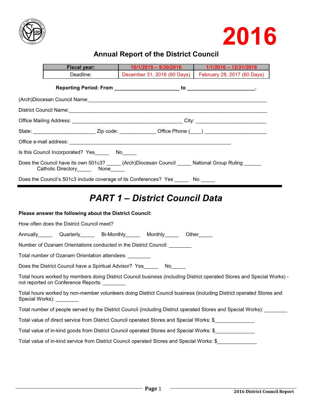 Annual Report of the District Council