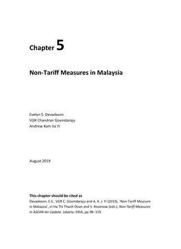 Chapter 5. Non-Tariff Measures in Malaysia