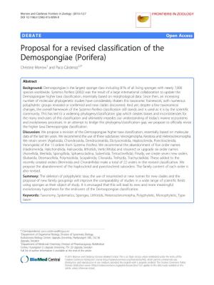 Proposal for a Revised Classification of the Demospongiae (Porifera) Christine Morrow1 and Paco Cárdenas2,3*