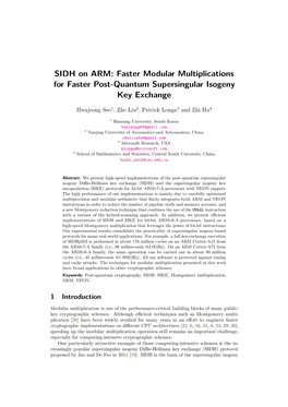 SIDH on ARM: Faster Modular Multiplications for Faster Post-Quantum Supersingular Isogeny Key Exchange