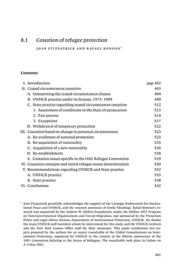 8.1 Cessation of Refugee Protection Joan Fitzpatrick and Rafael Bonoan∗