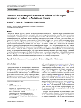Commuter Exposure to Particulate Matters and Total Volatile Organic Compounds at Roadsides in Addis Ababa, Ethiopia