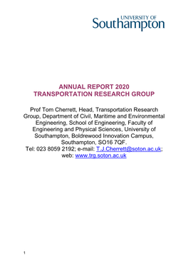 Annual Report 2020 Transportation Research Group