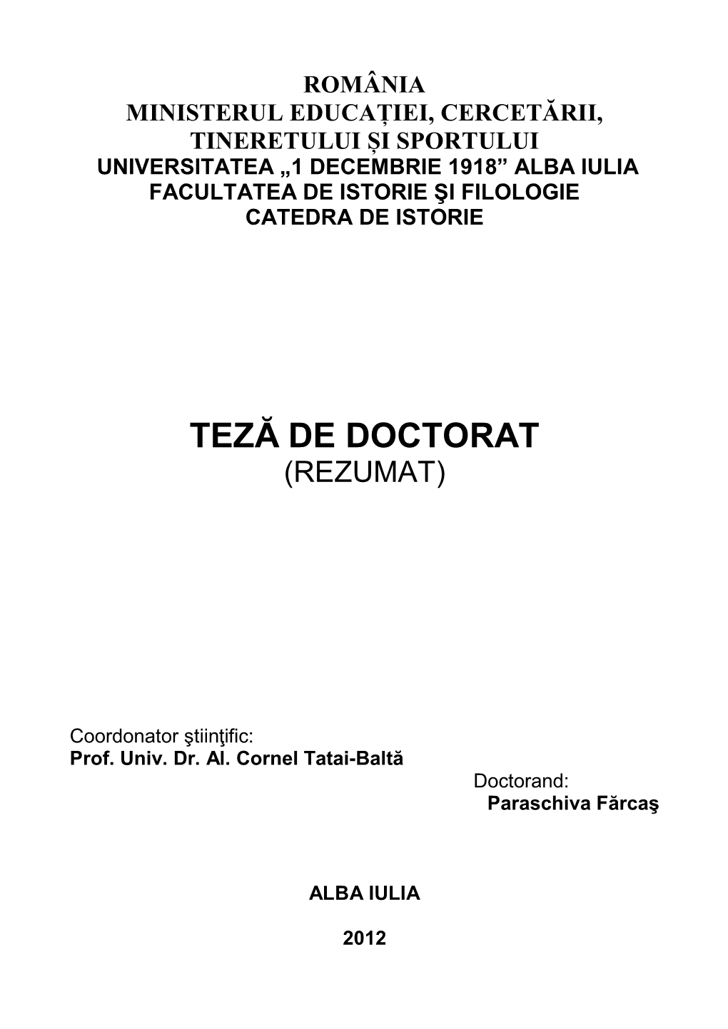 Teză De Doctorat (Rezumat)