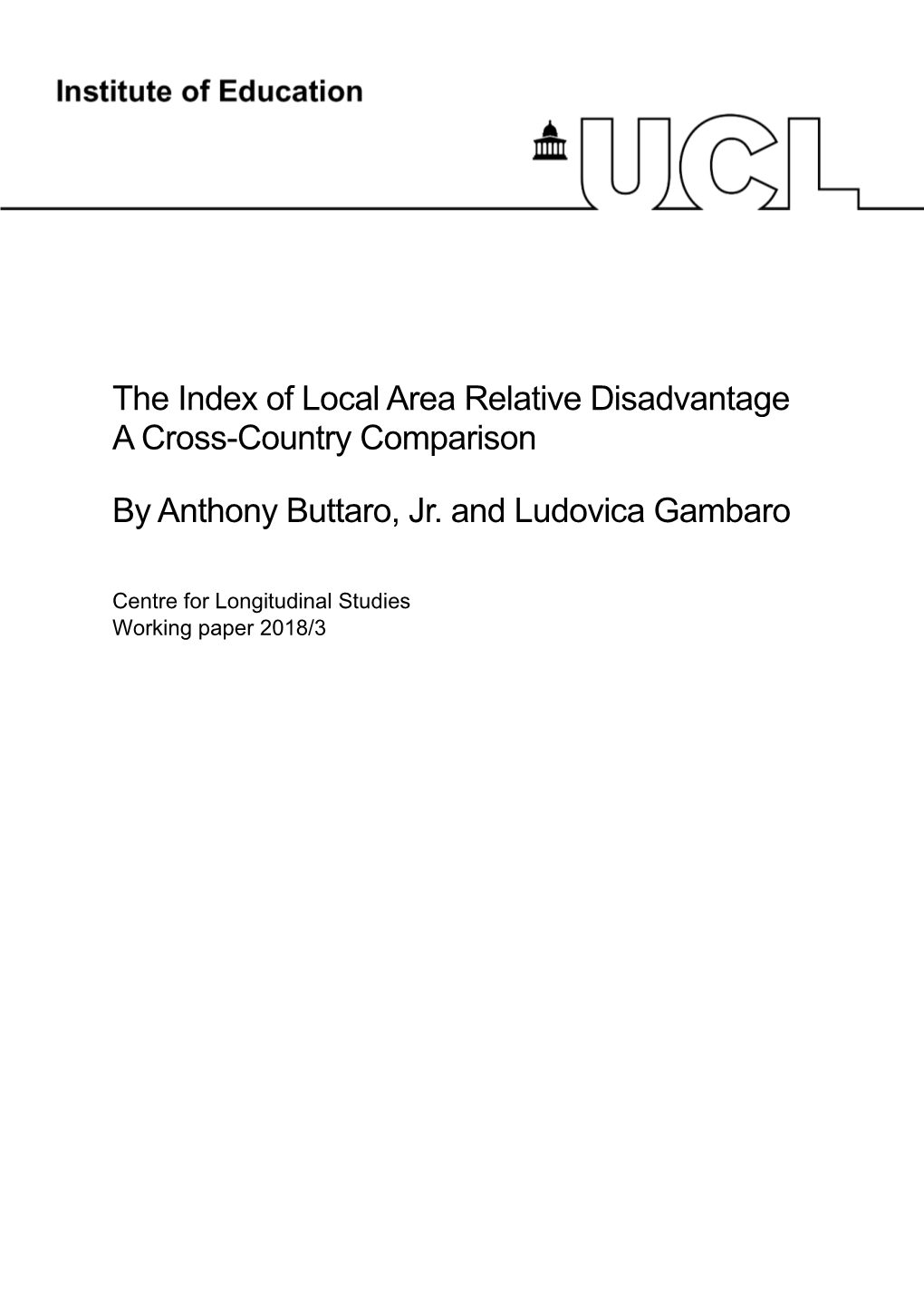 The Index of Local Area Relative Disadvantage a Cross-Country Comparison