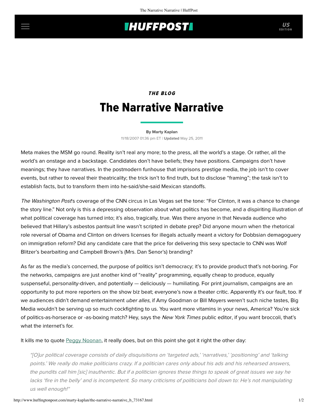 The Narrative Narrative | Huffpost