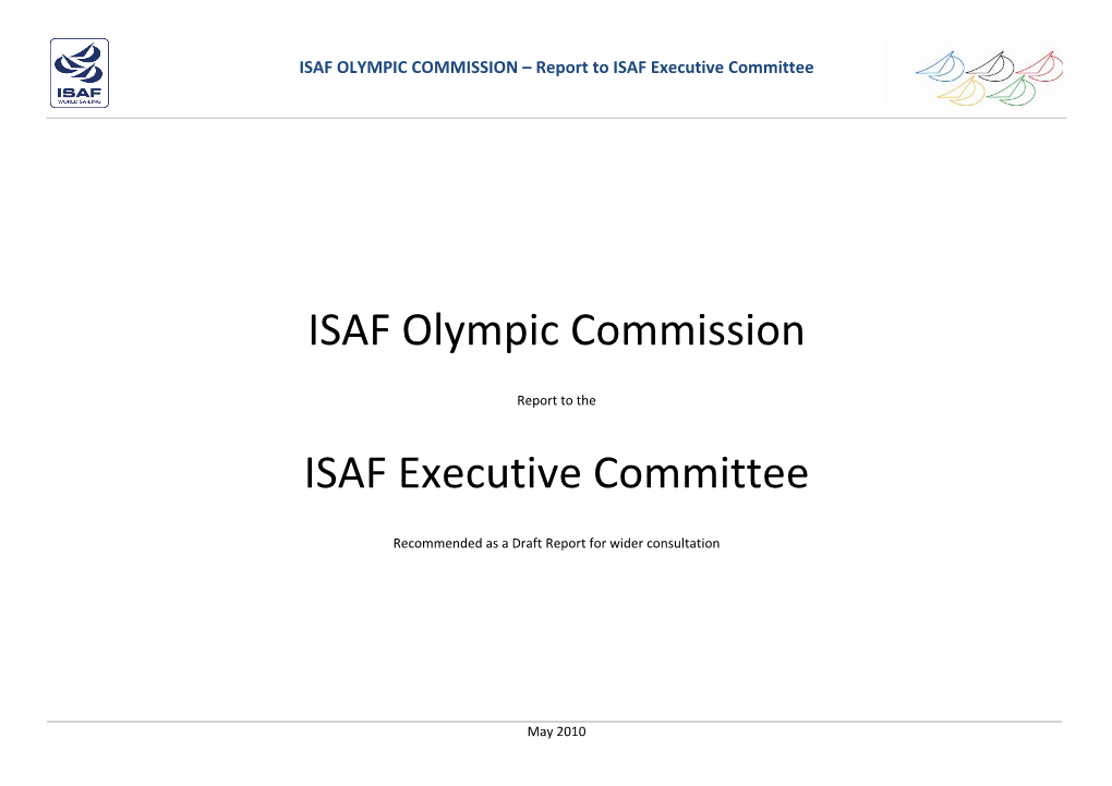 ISAF OLYMPIC COMMISSION – Report to ISAF Executive Committee