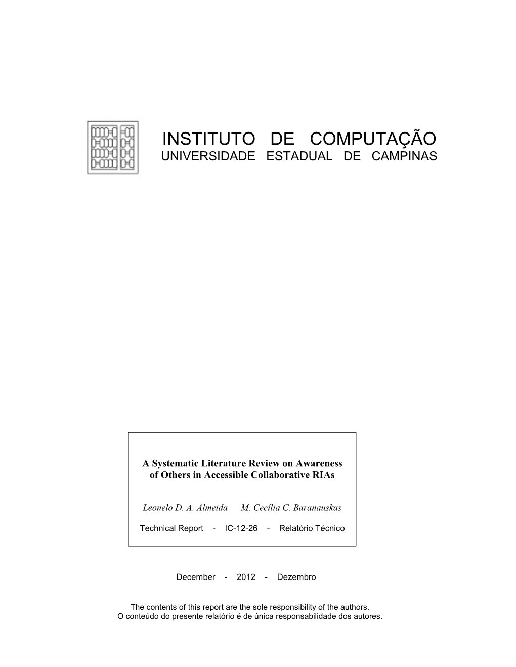 Instituto De Computação Universidade Estadual De Campinas