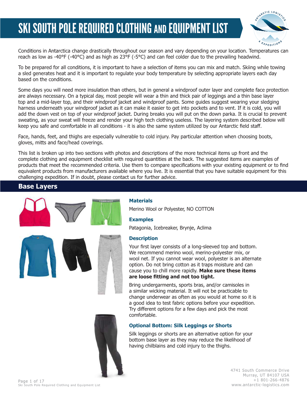 SKSP Required Clothing Equipment List