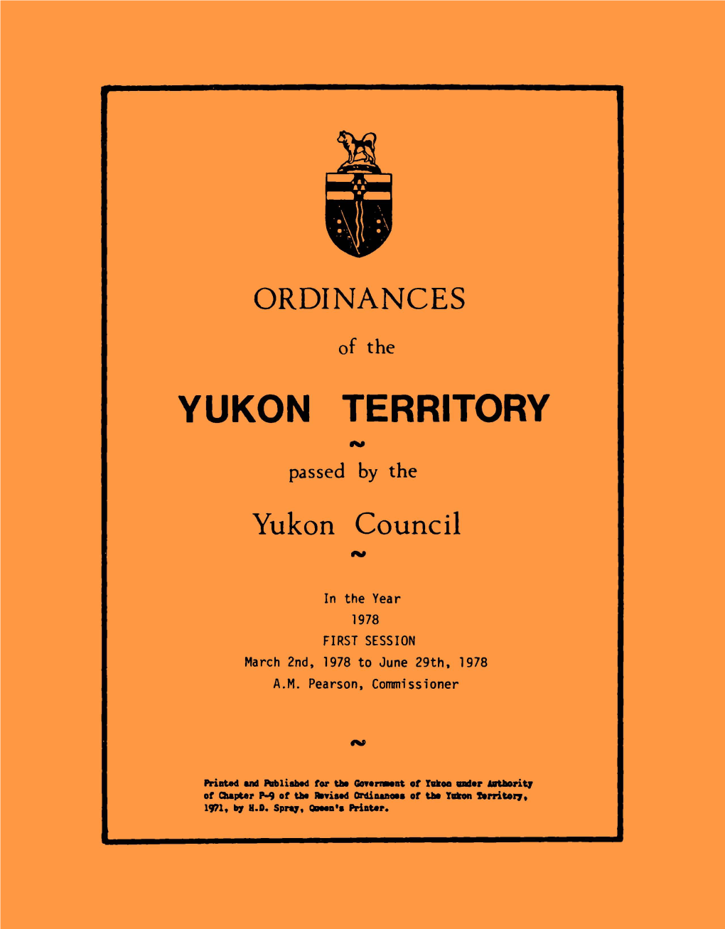 Ordinances of the Yukon-1978