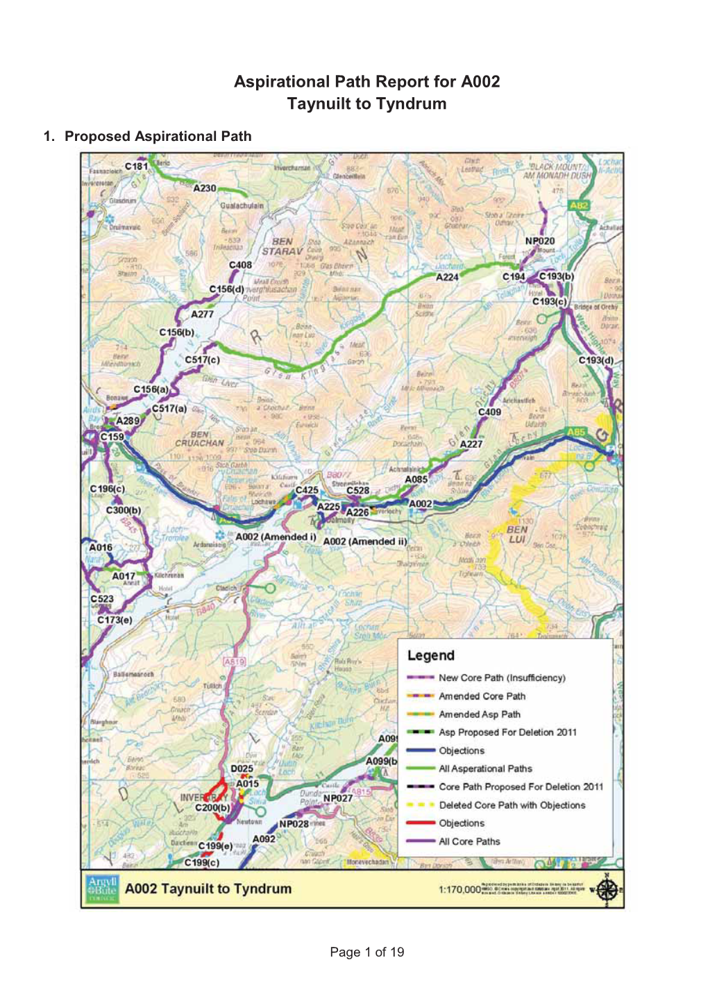 Aspirational Path Report for A002 Taynuilt to Tyndrum