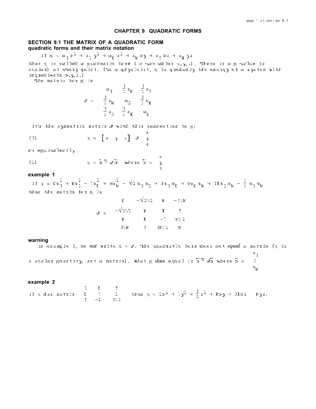 9.1 Matrix of a Quad Form