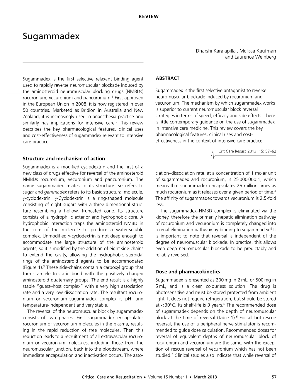 Critical Care and Resuscitation  Volume 15 Number 1  March 2013 57 REVIEW