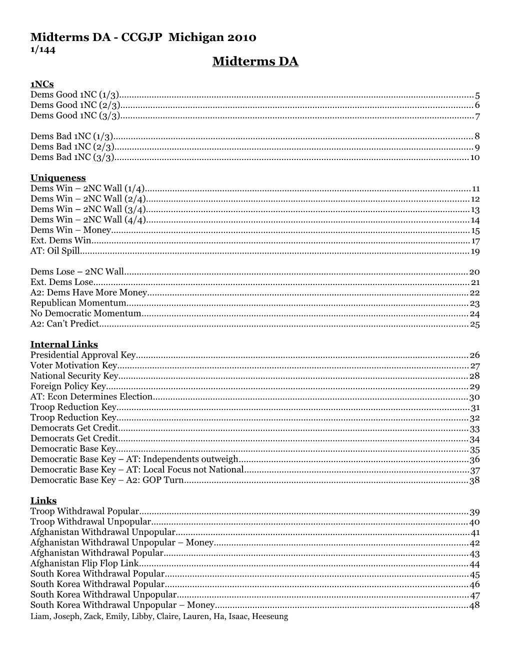 Midterms DA - CCGJP Michigan 2010