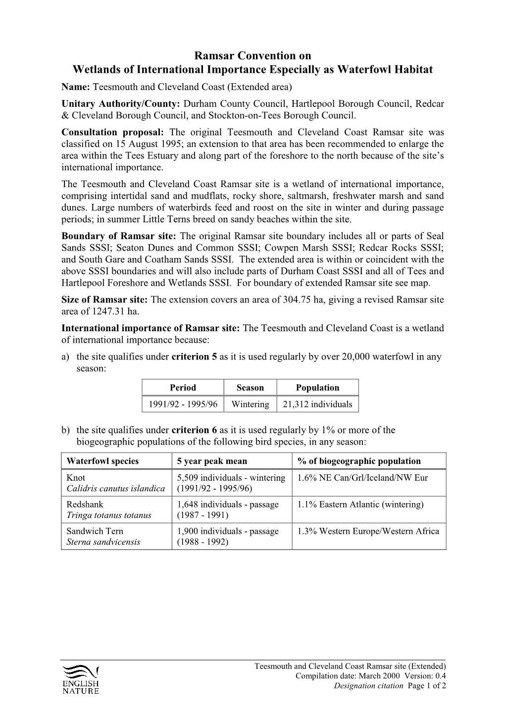 Ramsar Convention on Wetlands of International Importance Especially