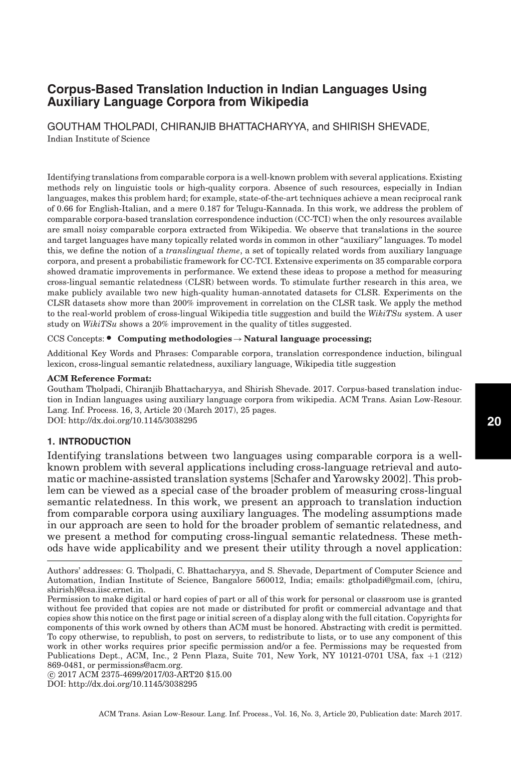 Corpus-Based Translation Induction in Indian Languages Using Auxiliary Language Corpora from Wikipedia