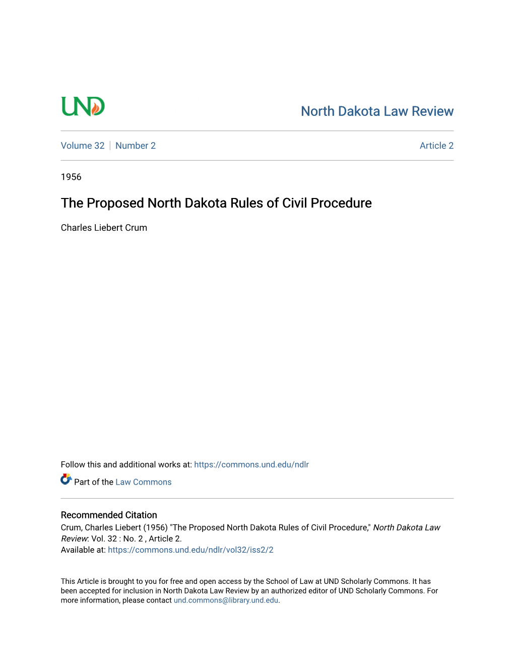 The Proposed North Dakota Rules of Civil Procedure