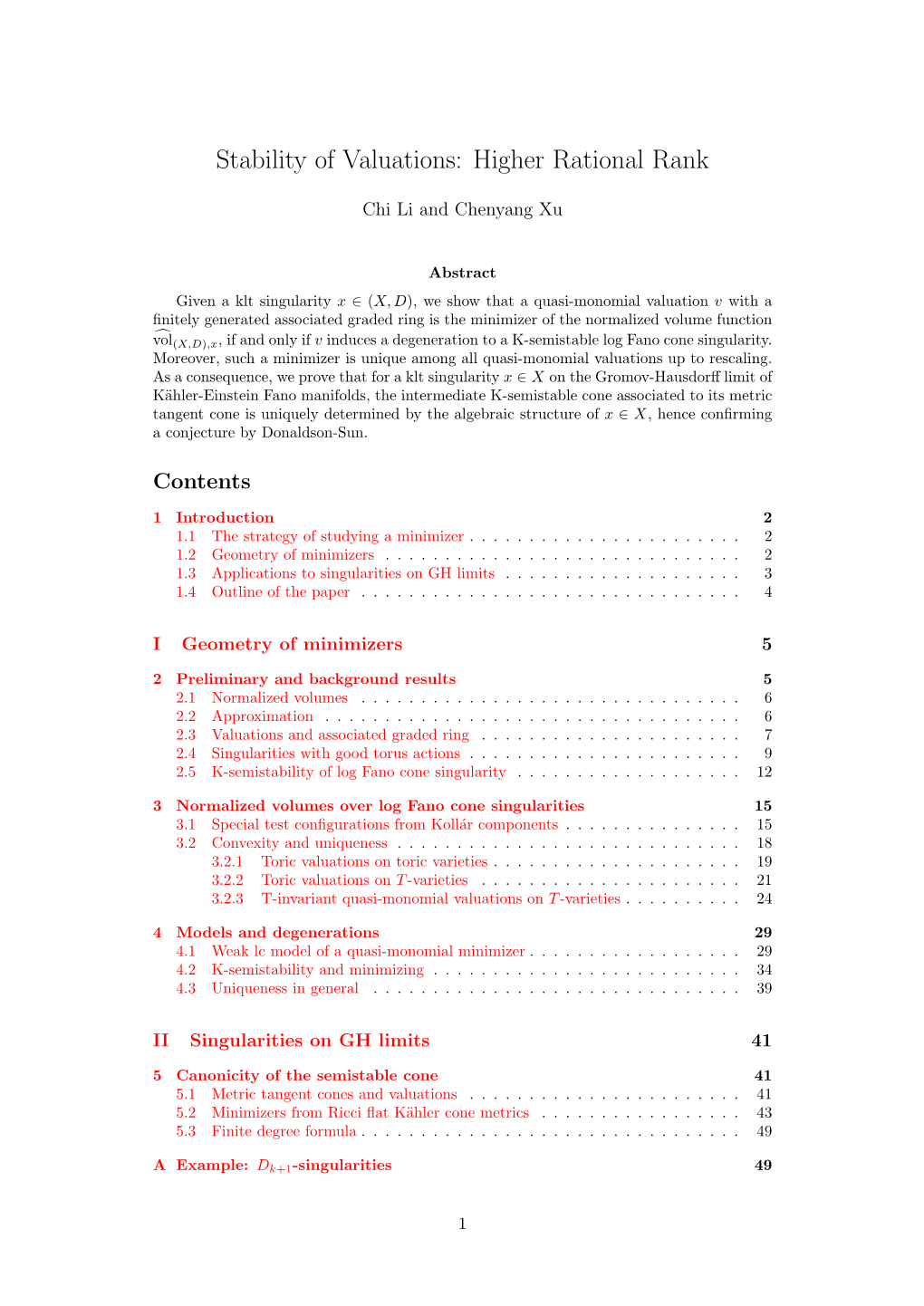 Stability of Valuations: Higher Rational Rank