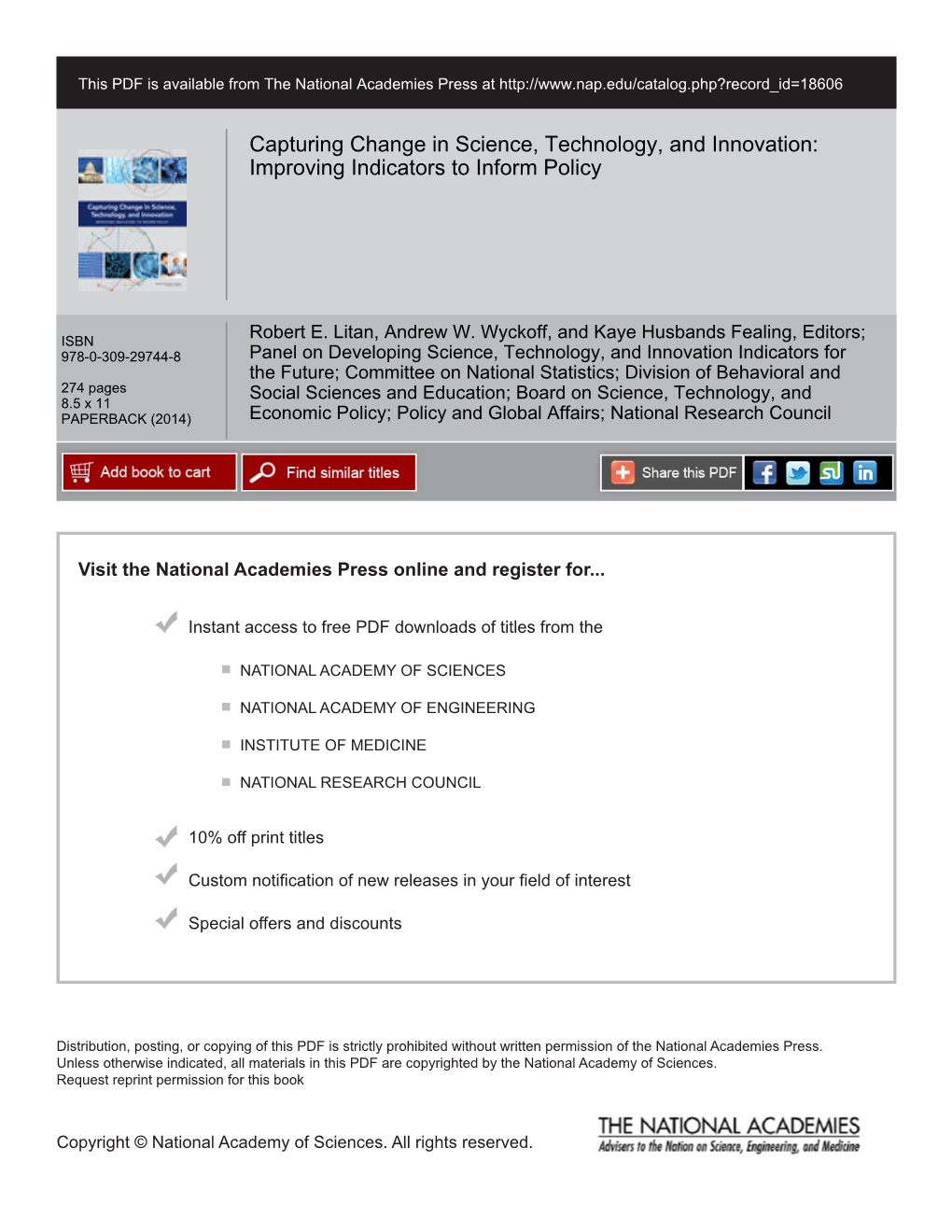 Capturing Change in Science, Technology, and Innovation: Improving Indicators to Inform Policy