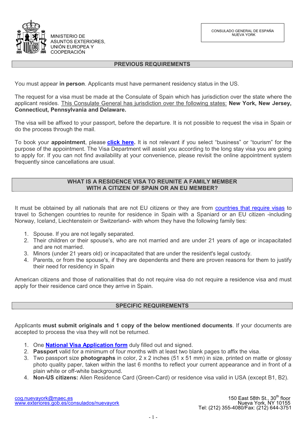 Residence Visa to Reunite a Family Member with a Citizen of Spain Or an Eu Member?