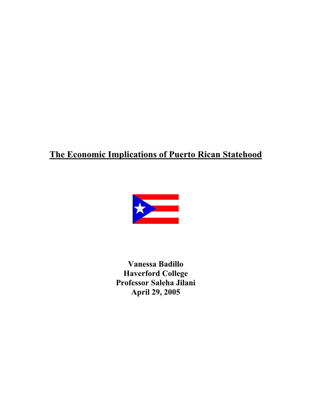 The Economic Implications of Puerto Rican Statehood