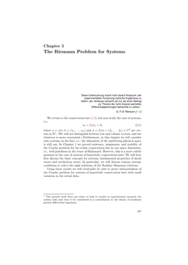 Chapter 5 the Riemann Problem for Systems