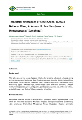 Terrestrial Arthropods of Steel Creek, Buffalo National River, Arkansas. II