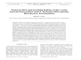 Natural Diet and Feeding Habits of the Crabs Liocarcinus Puber and L