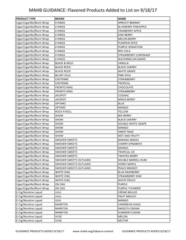 MAHB GUIDANCE: Flavored Products Added to List on 9/18/17