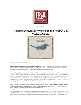 Mercyland: Hymns for the Rest of Us, Various Artists